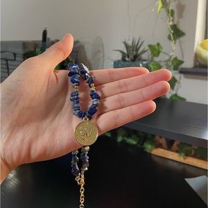 Lapis lazuli coin charm necklace